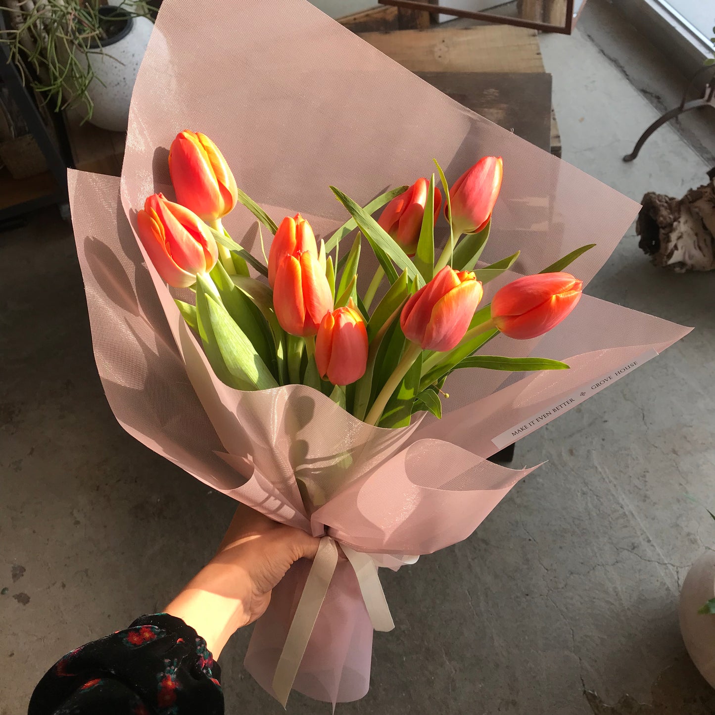 <Selection> Wrapped Bouquet - Orange