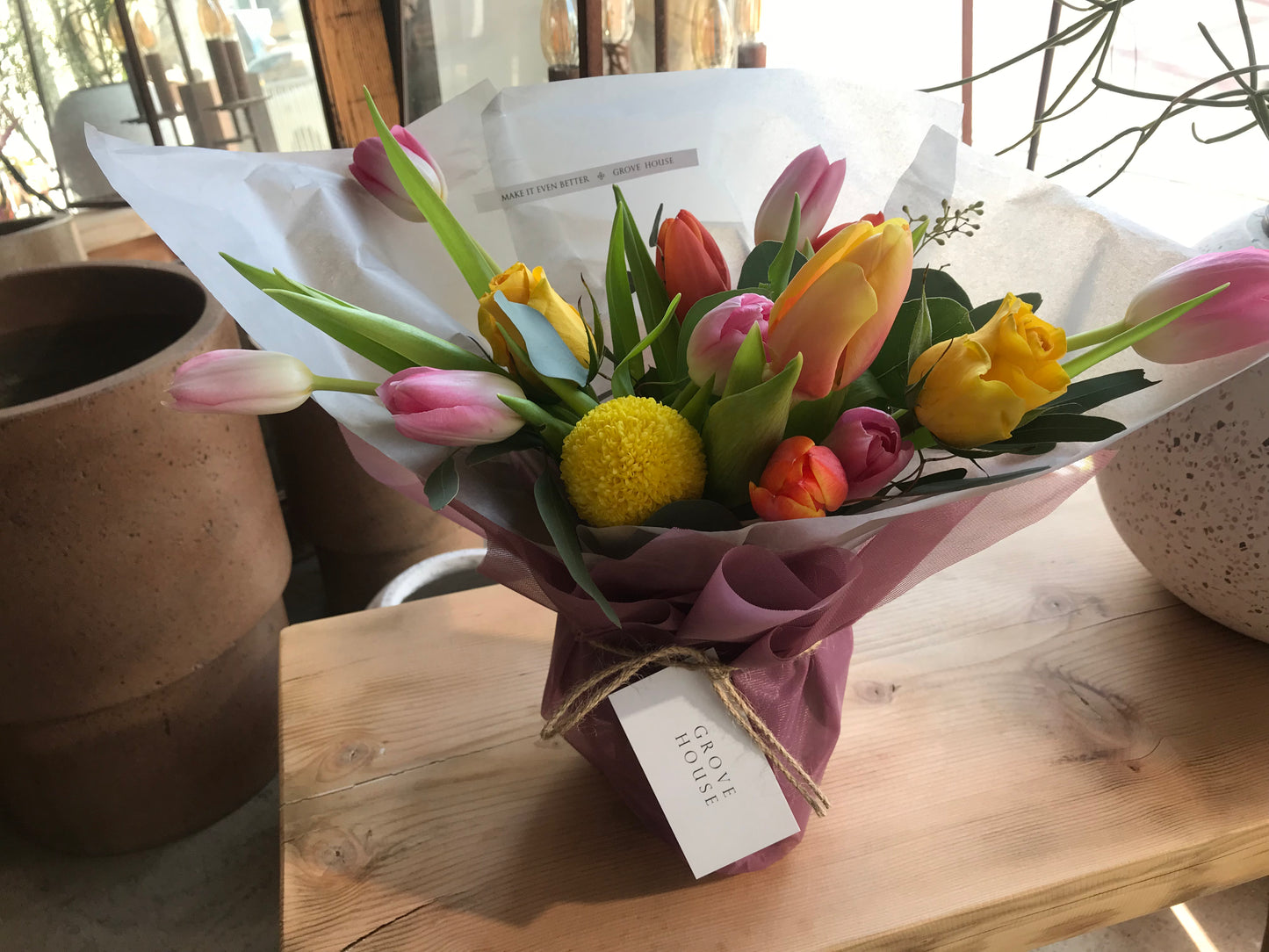 <Selection> Fresh Flower Vase Arrangement - Yellow