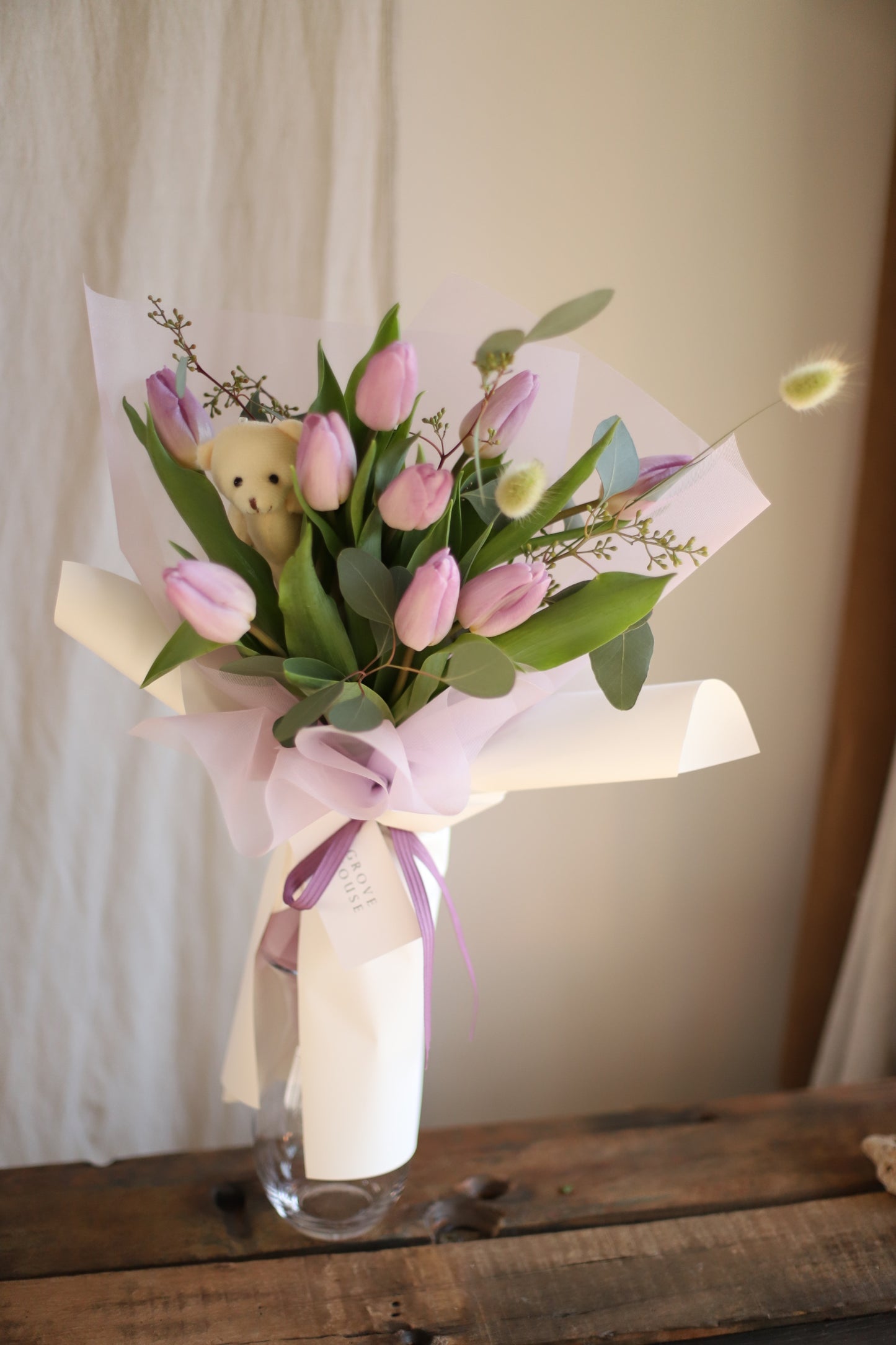 <Selection> Wrapped Bouquet  - Pink and Purple