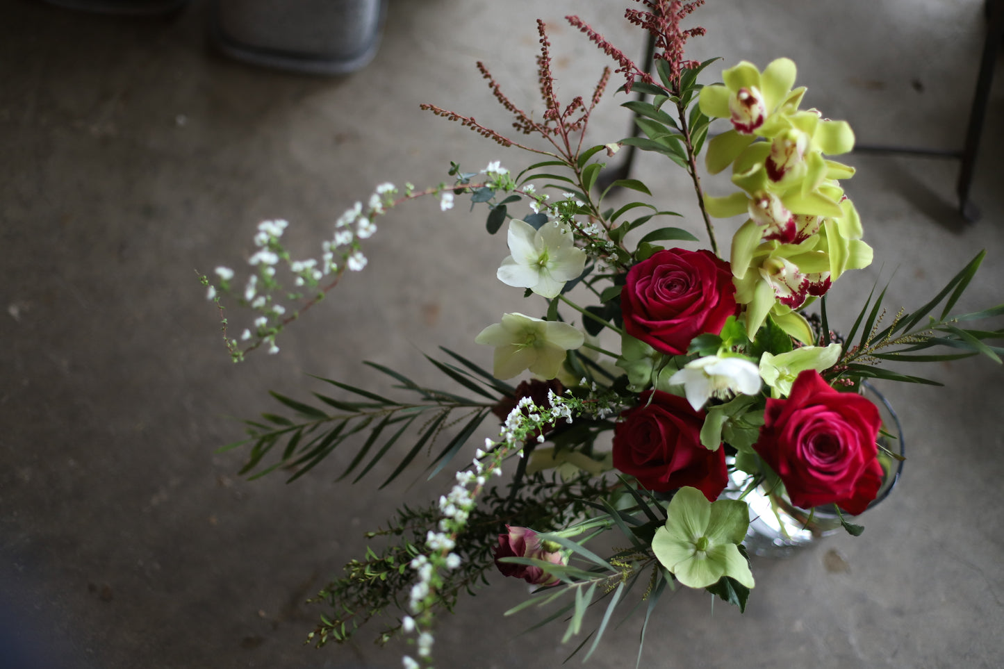 Designer's Choice | Stunning Fresh Flower Vase Arrangement in Vibrant Red