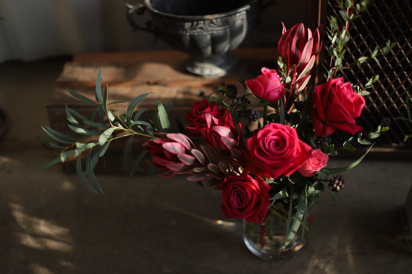 Designer's Choice | Stunning Fresh Flower Vase Arrangement in Vibrant Red