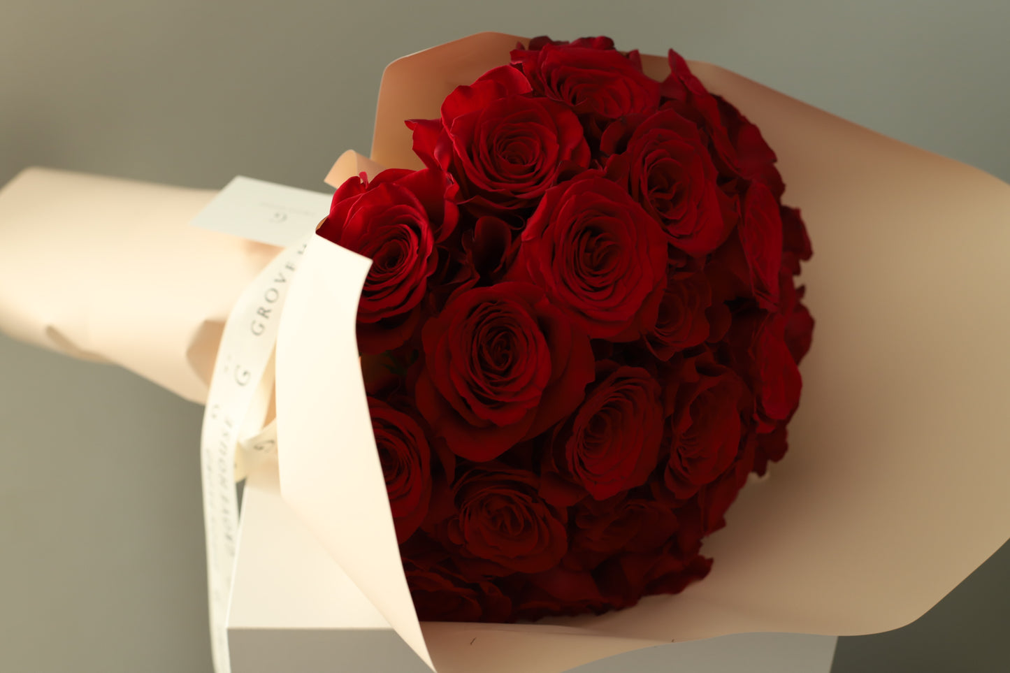 Premium Long-Stem Red Roses Wrapped Bouquet - Deluxe and Premium Options