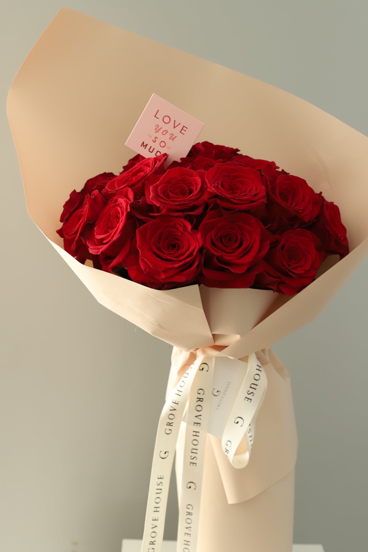 Premium Long-Stem Red Roses Wrapped Bouquet - Deluxe and Premium Options