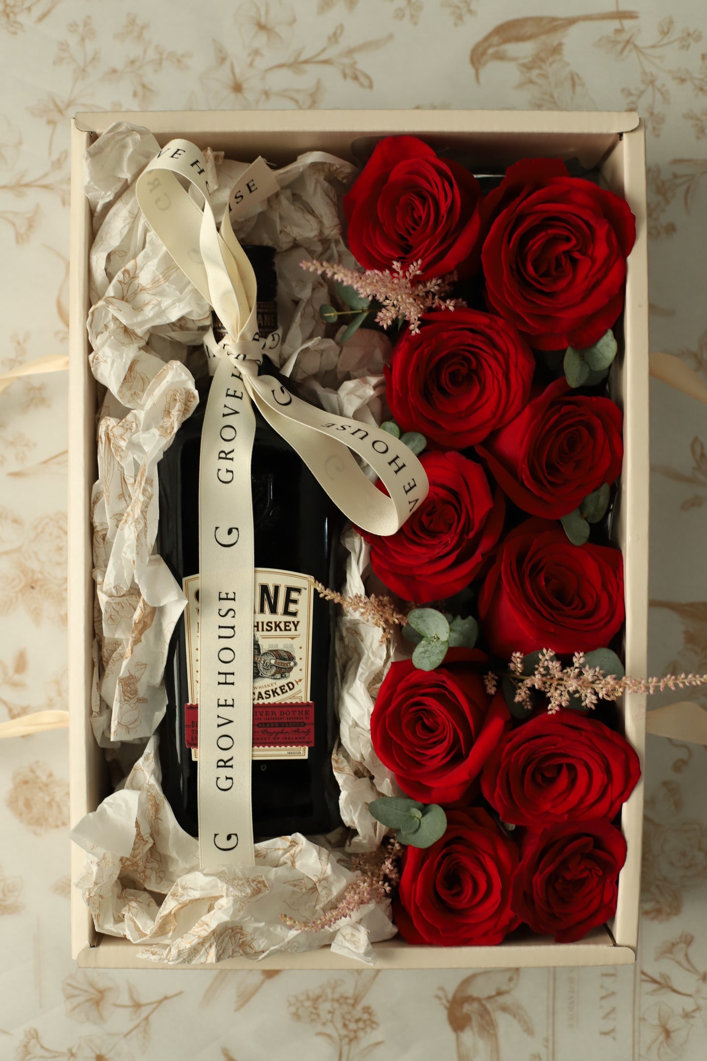 Red Roses and Wine Gift Box: Romantic Floral Gifts | GROVE HOUSE