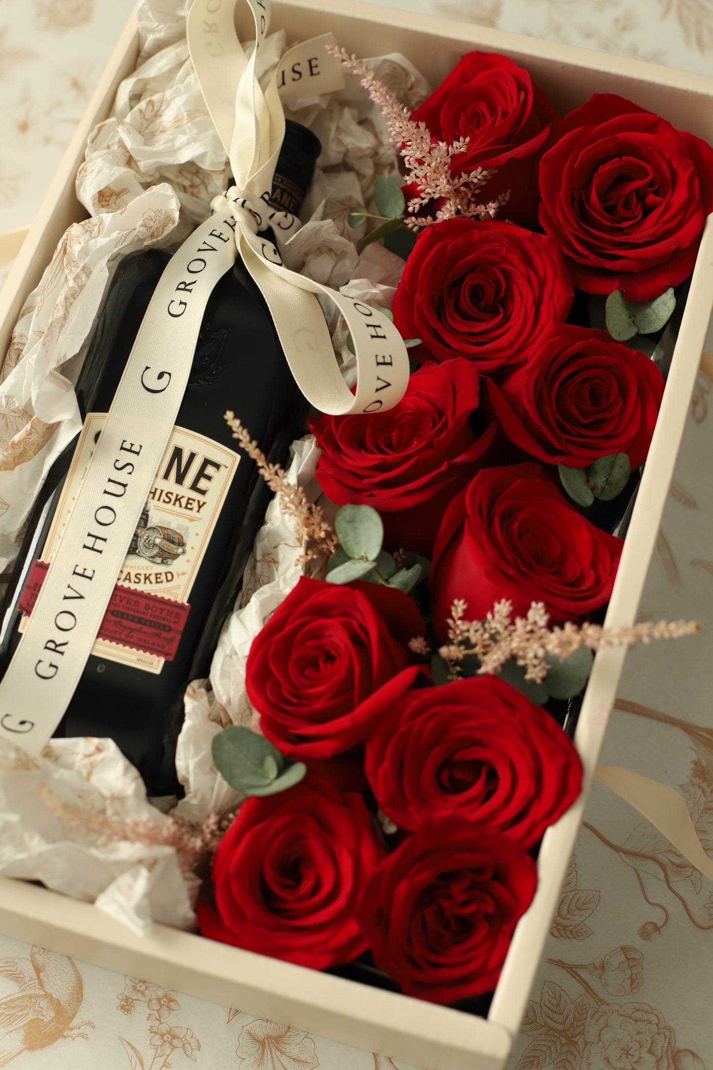 Red Roses and Wine Gift Box: Romantic Floral Gifts | GROVE HOUSE