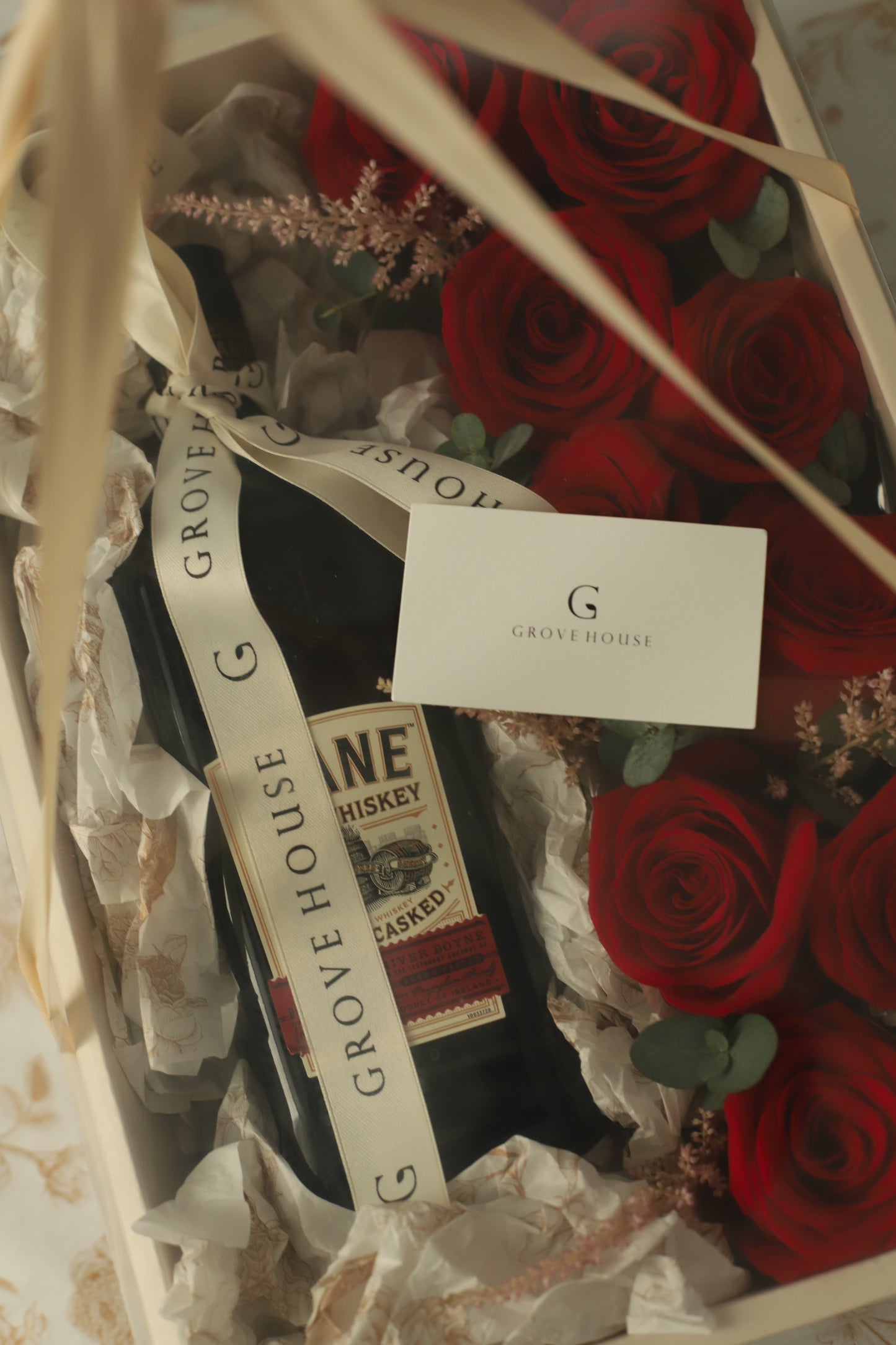 Red Roses and Wine Gift Box: Romantic Floral Gifts | GROVE HOUSE