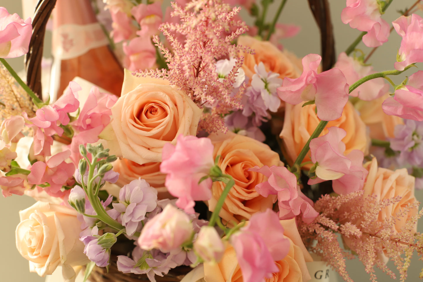 Majestic Flower and Wine Basket - GROVE HOUSE Signature