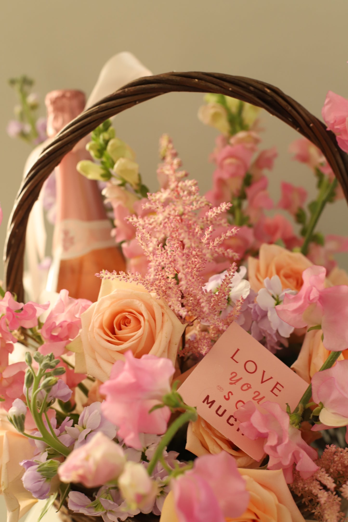 Majestic Flower and Wine Basket - GROVE HOUSE Signature