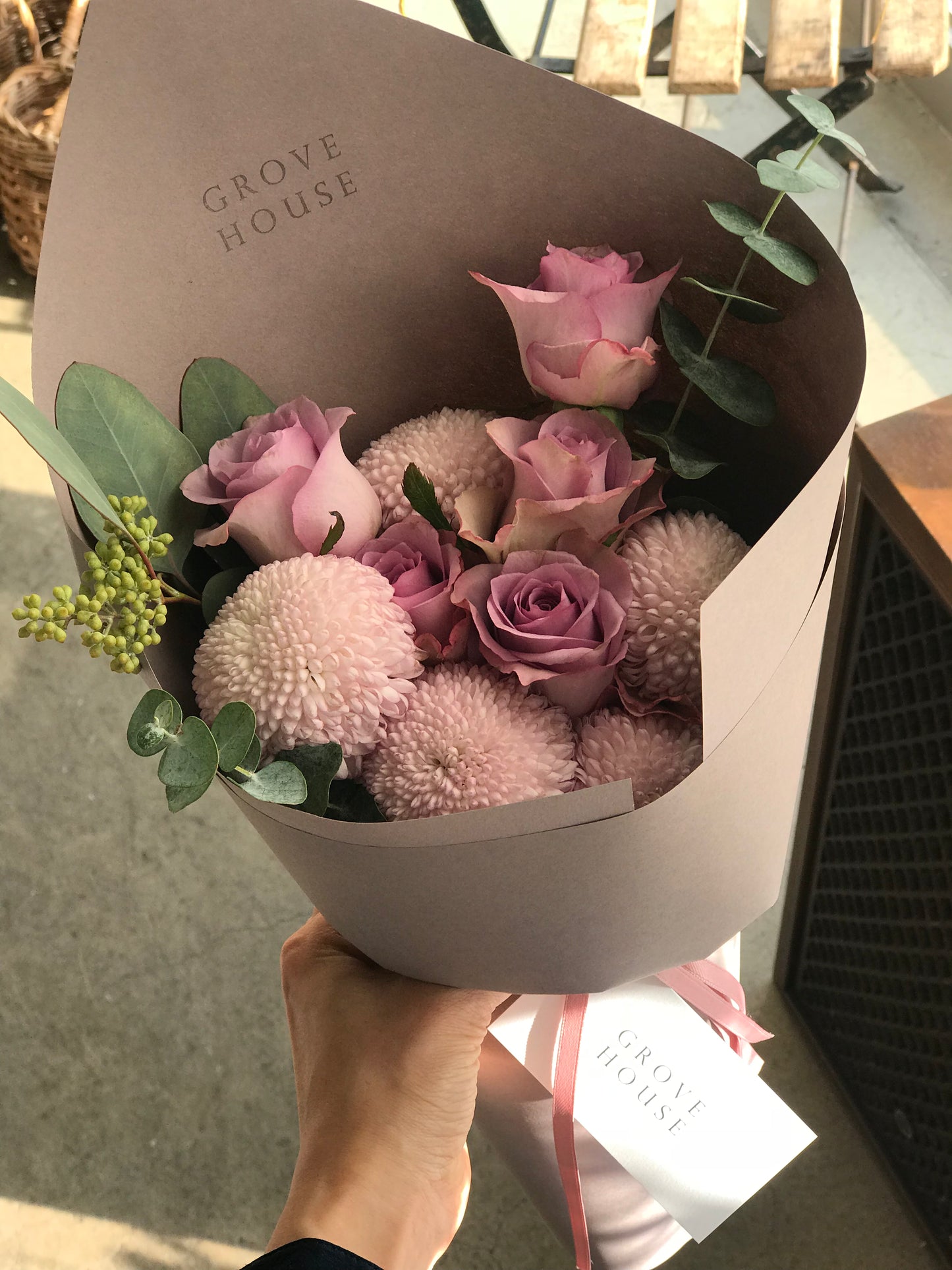 <Selection> Wrapped Bouquet  - Pink and Purple