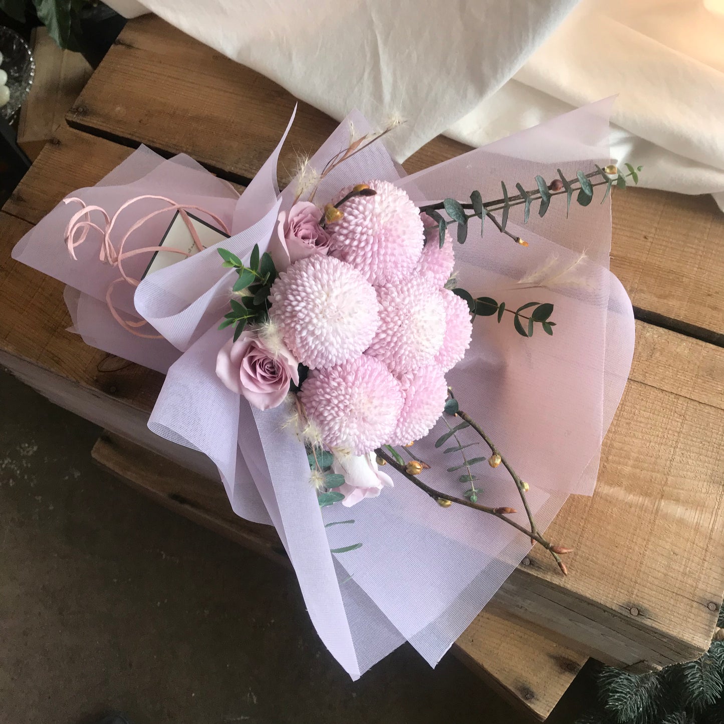 <Selection> Wrapped Bouquet  - Pink and Purple