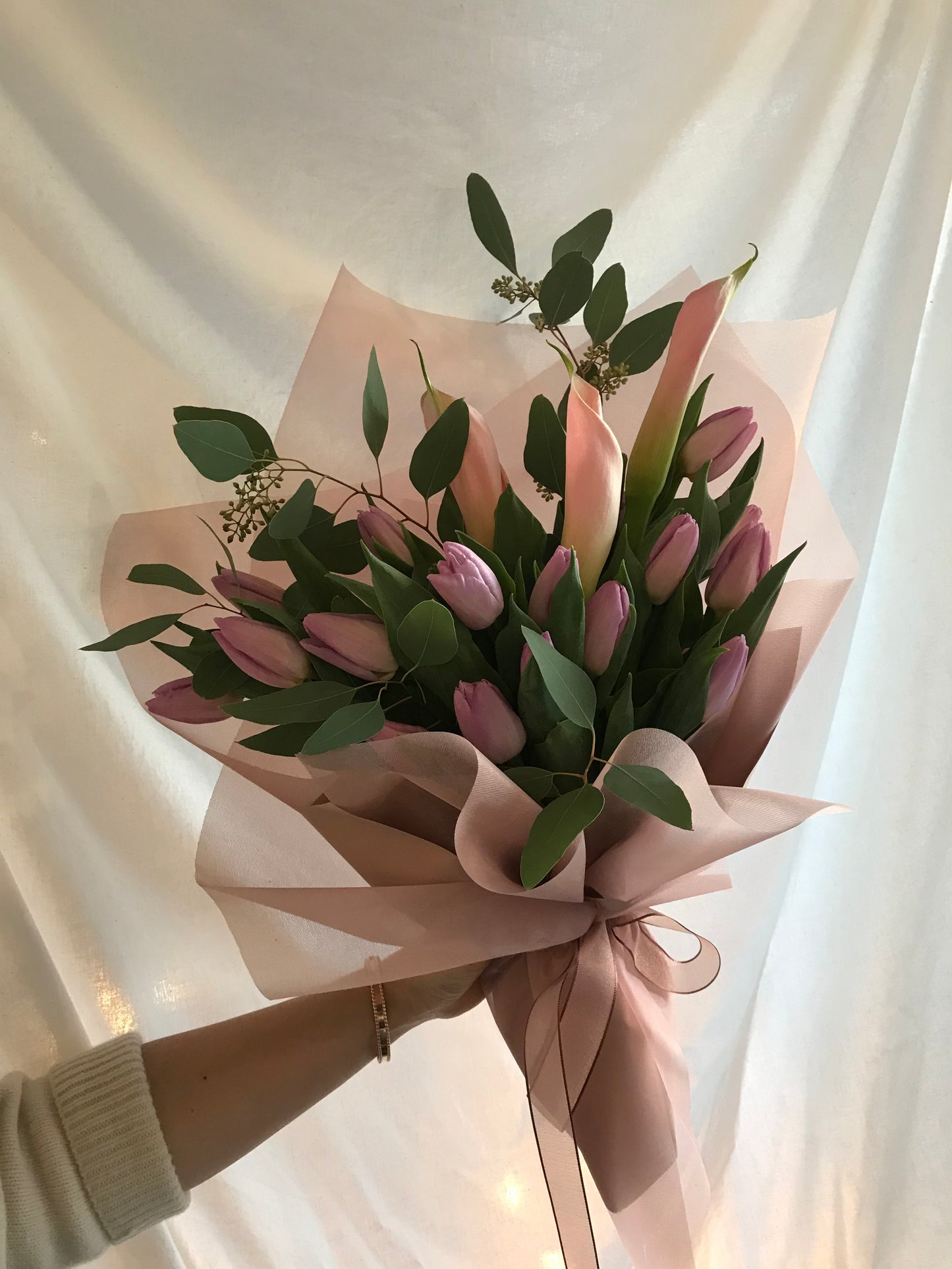 <Selection> Wrapped Bouquet  - Pink and Purple