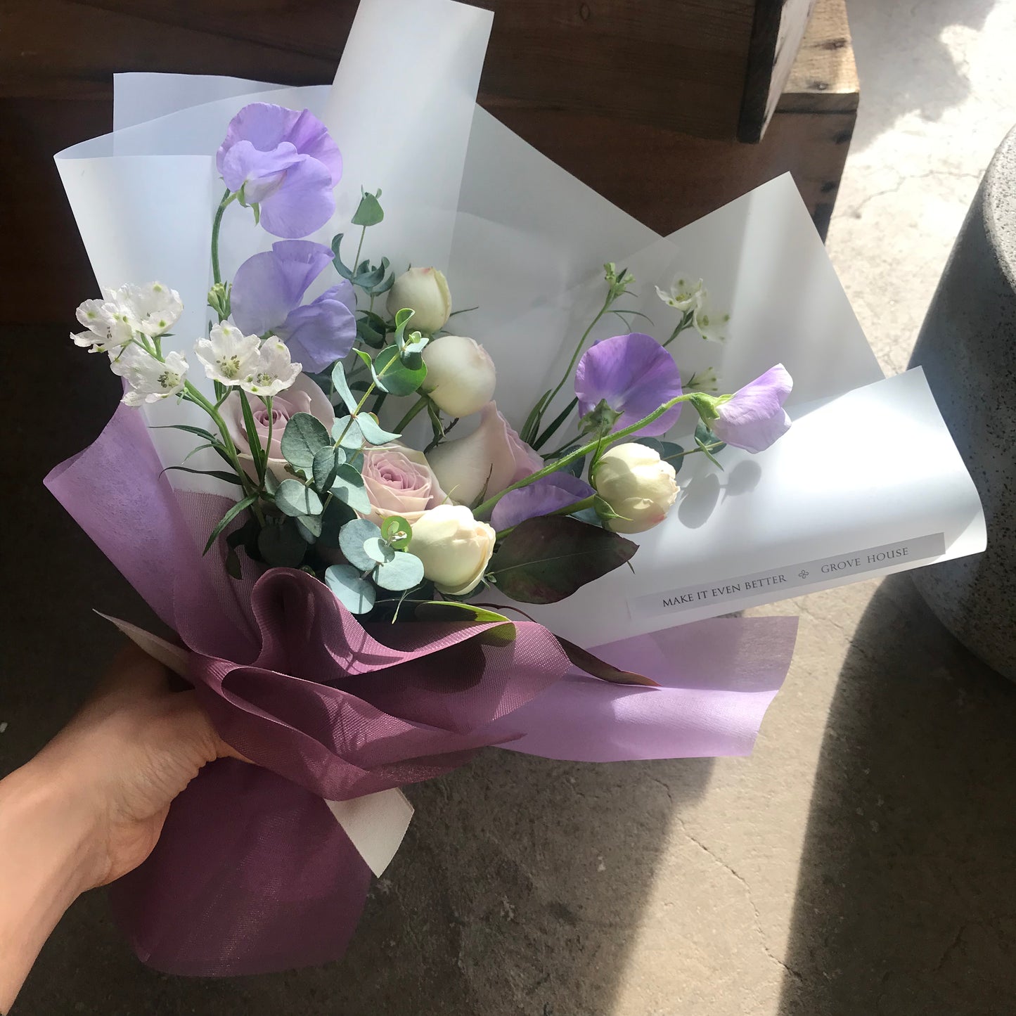 <Selection> Wrapped Bouquet  - Pink and Purple