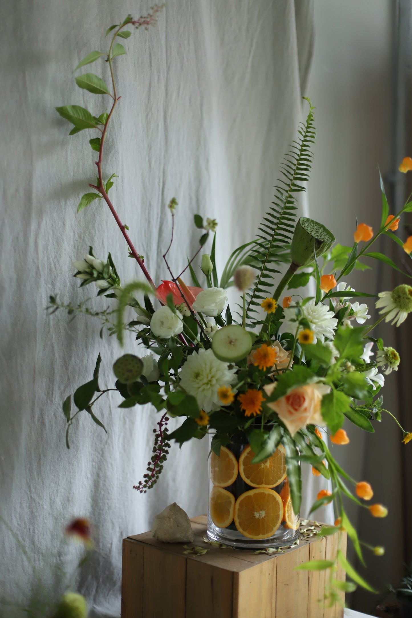 <Selection> Fresh Flower Vase Arrangement – Orange