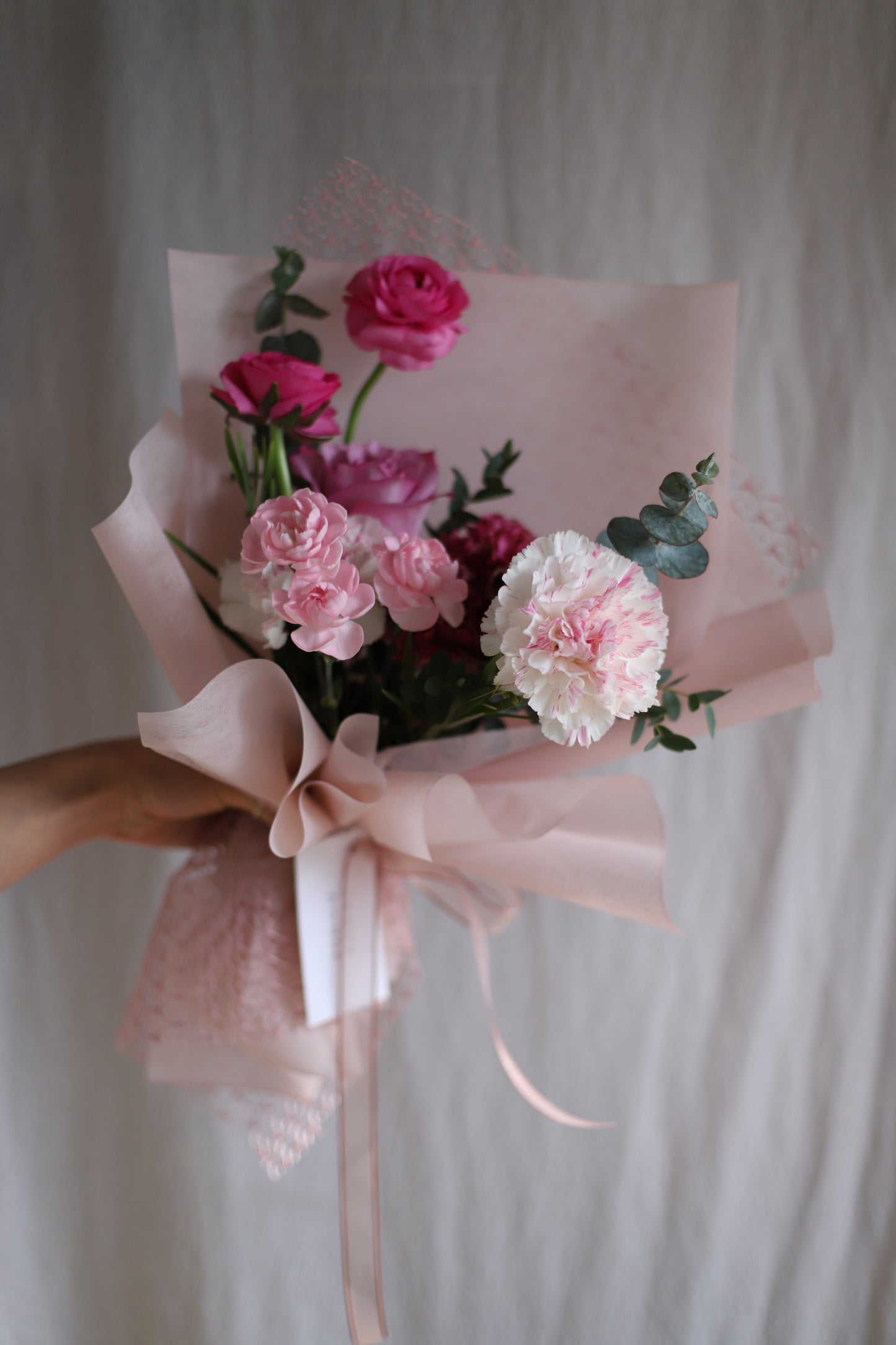 <Selection> Wrapped Bouquet  - Pink and Purple