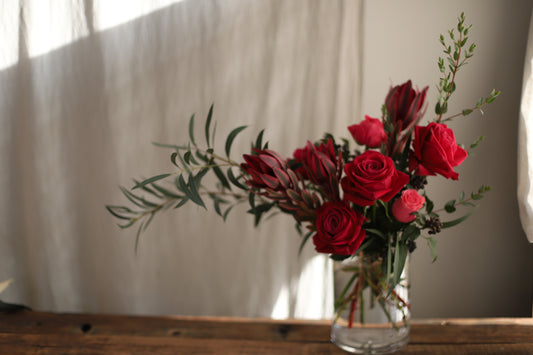 Designer's Choice | Stunning Fresh Flower Vase Arrangement in Vibrant Red