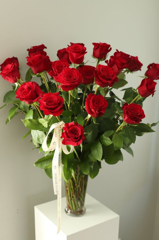 Classic Premium Long-Stem Roses for Valentine's Day | Luxury Bouquet in All Colors | Vase Included