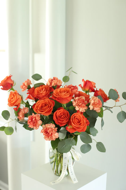 Sun-Kissed Splendor: Orange Roses and Carnations Collection | Bloom Bright with GROVE HOUSE