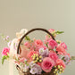 Pink Flower and Wine Basket