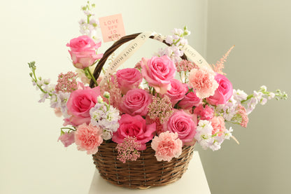 Vibrant Pink Flower Basket for Every Occasion