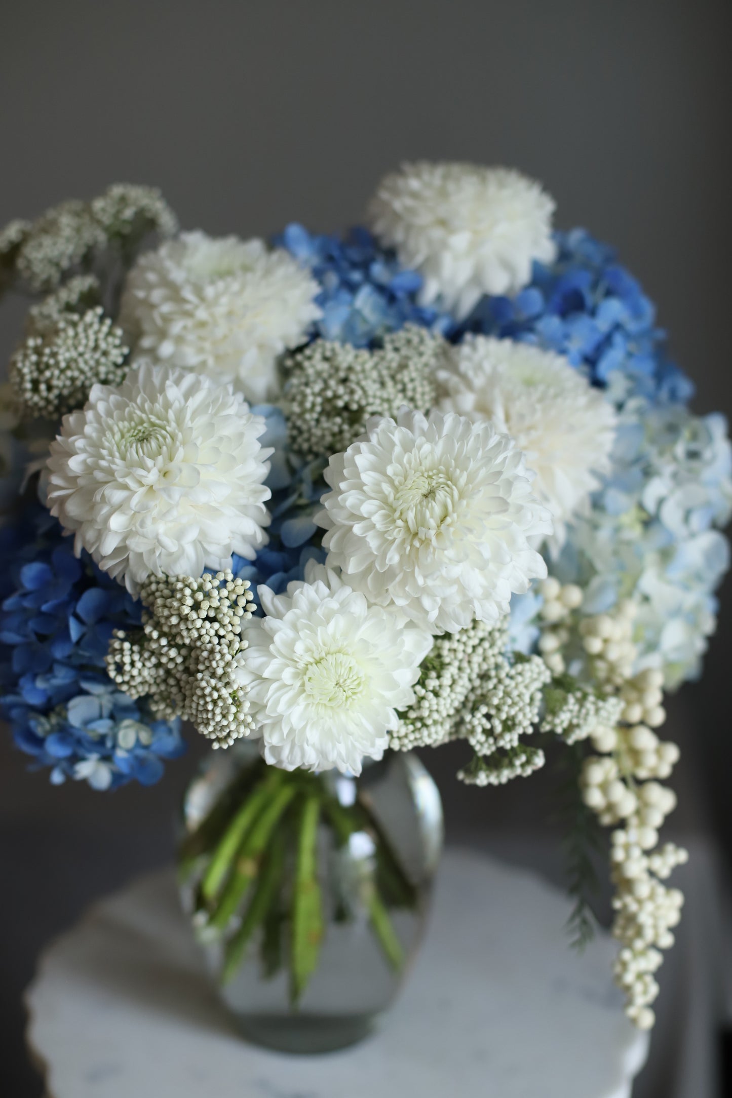 Hanukkah Flowers in White and Blue