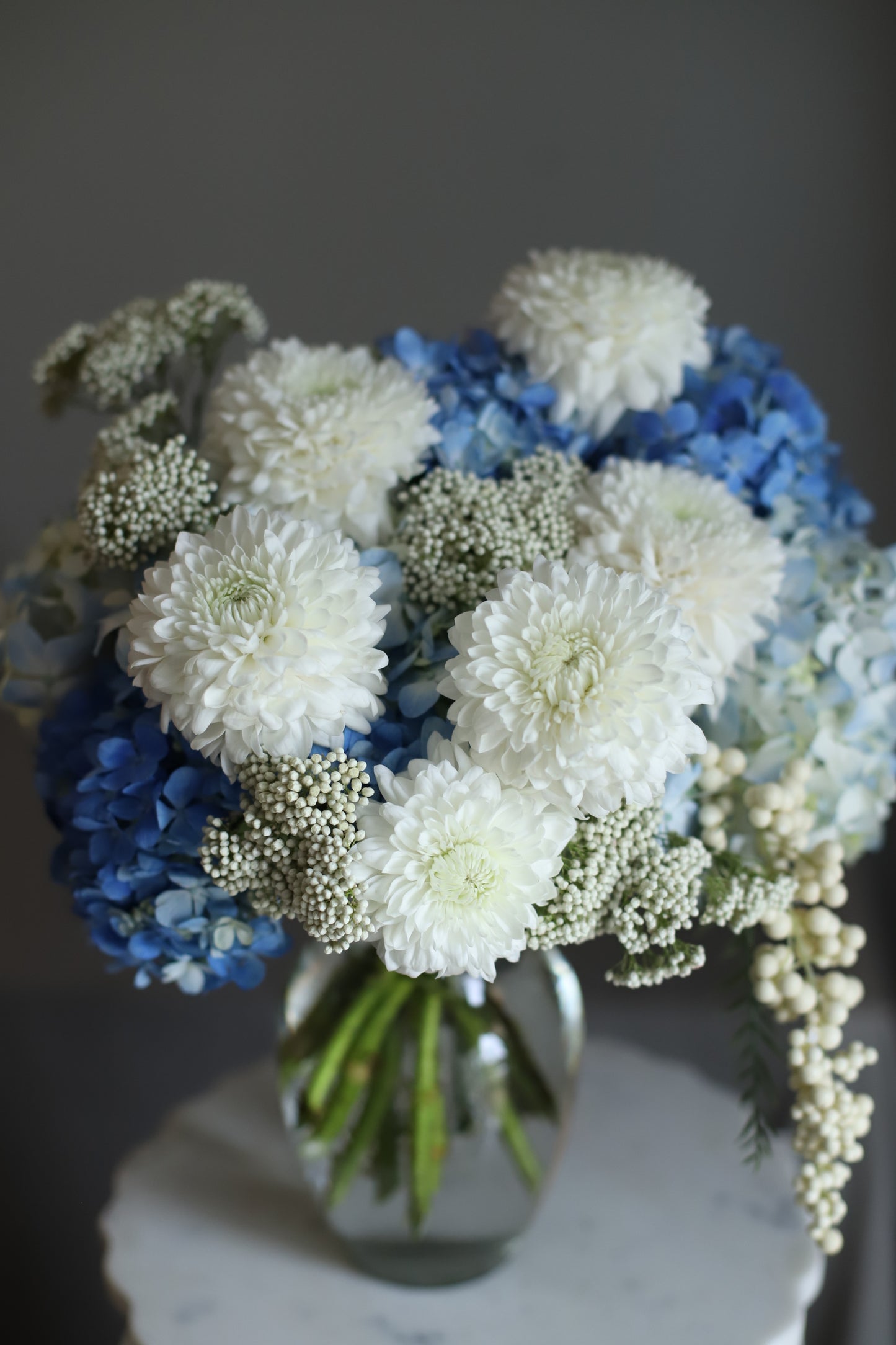 Hanukkah Flowers in White and Blue