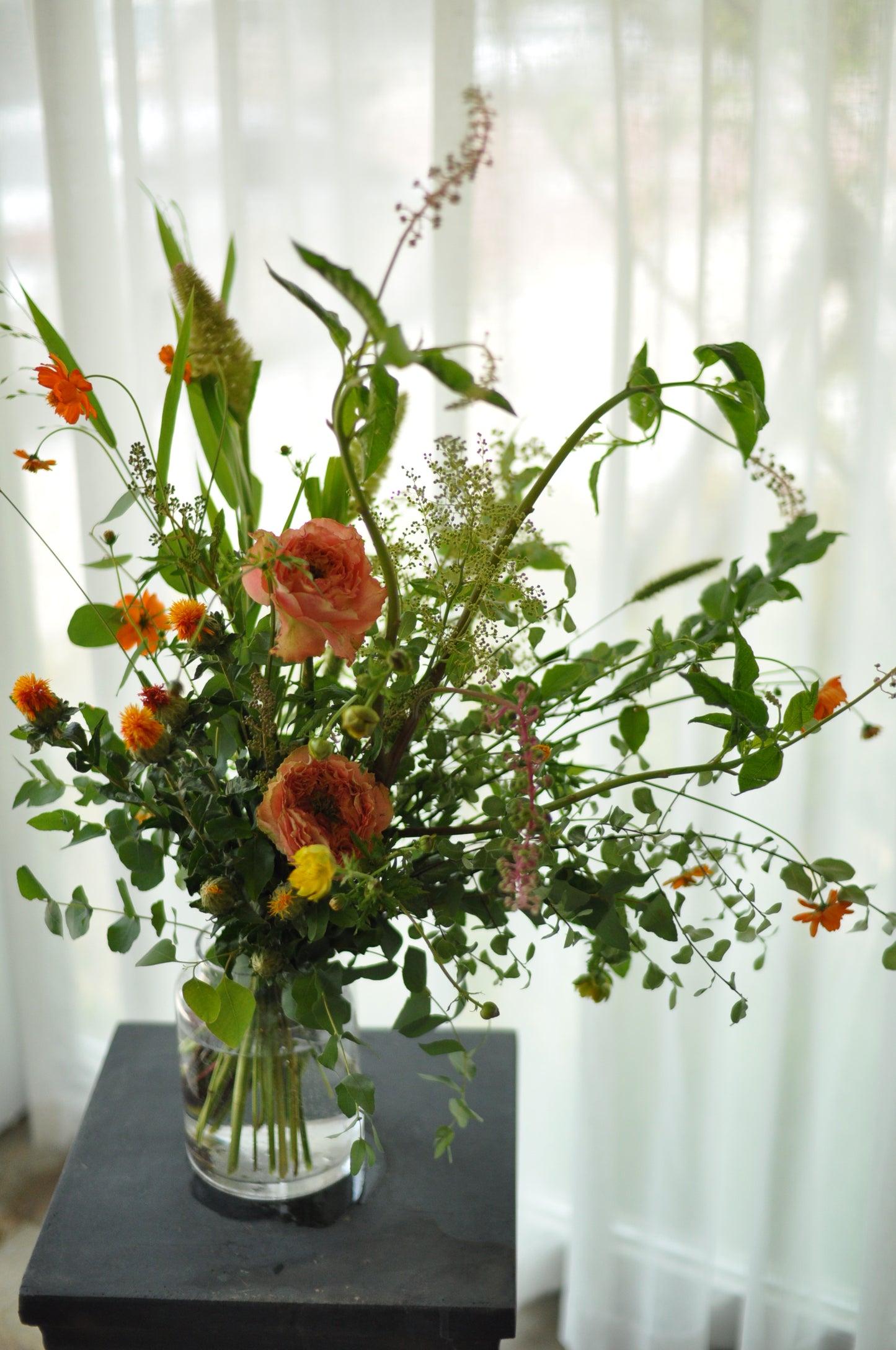 <Selection> Fresh Flower Vase Arrangement – Orange